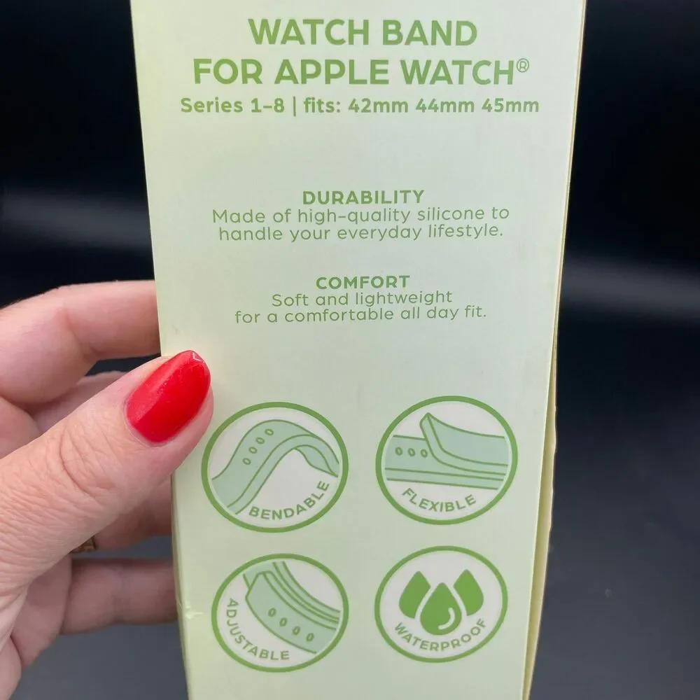 HYPE Apple Watch Band Series 1-8 Olive Green Ribbed Textured Strap 42/44/45mm